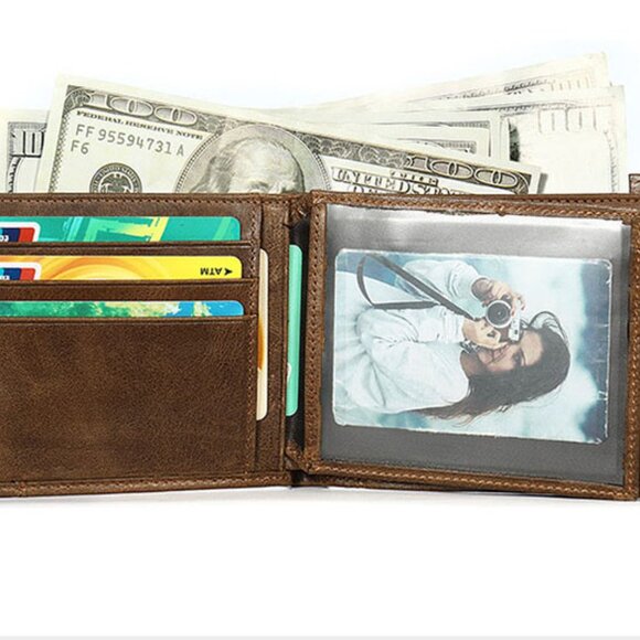 RFID BLOCKING Men's Bifold Leather Card Holder Wallet Convenient Purse w… - Picture 2 of 11